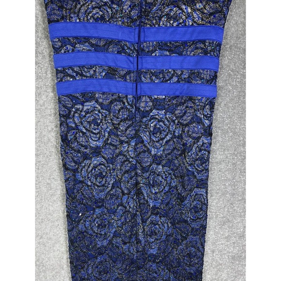 La Scala Iridescent Sequin Sleeveless Fitted Maxi Formal Dress Womens Small Blue - Picture 12 of 16